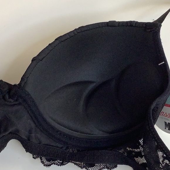 Massam Size M Black Lace Trim Padded Underwire Bra Made in Brazil New with Tags - Picture 5 of 7